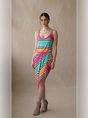Splendid Striped Maxi Dress in Pink, Teal & Orange